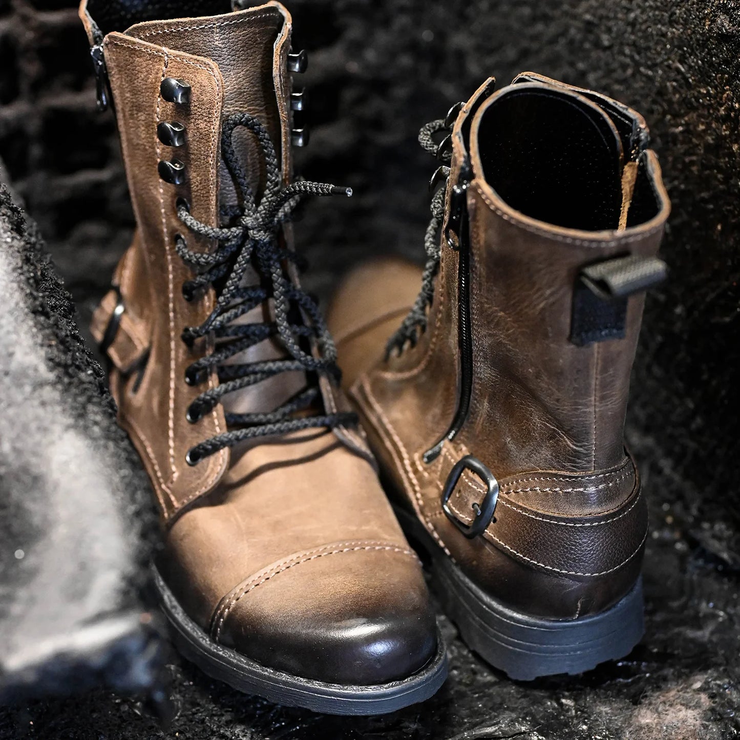 Skórzane męskie wysokie brązowe sztyblety - Noah | Jordan Handmade Shoes