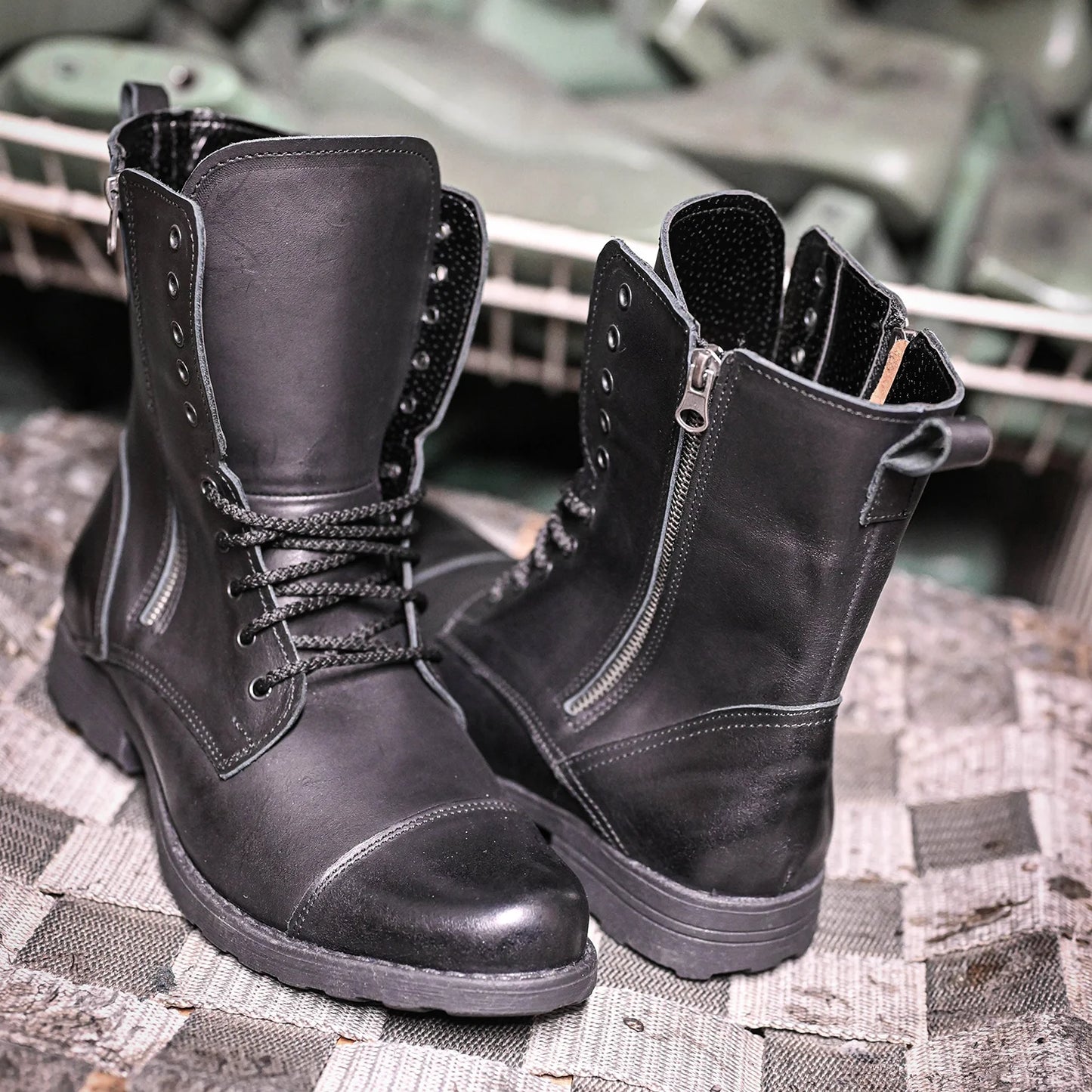 Skórzane męskie wysokie czarne sztyblety - Landon | Jordan Handmade Shoes