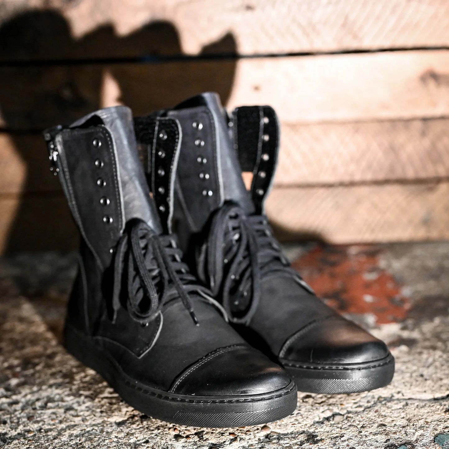 Skórzane męskie wysokie czarne buty - Liam | Jordan Handmade Shoes
