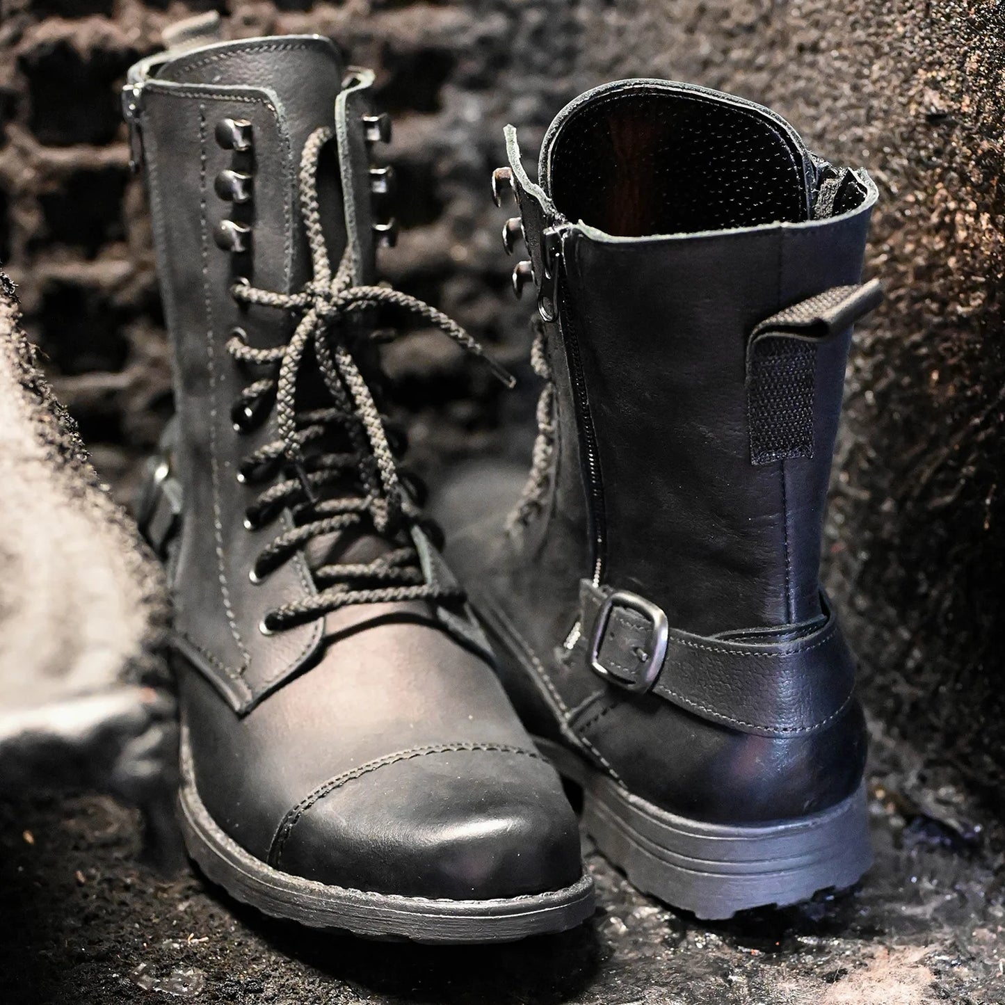 Skórzane męskie wysokie czarne sztyblety - Noah | Jordan Handmade Shoes