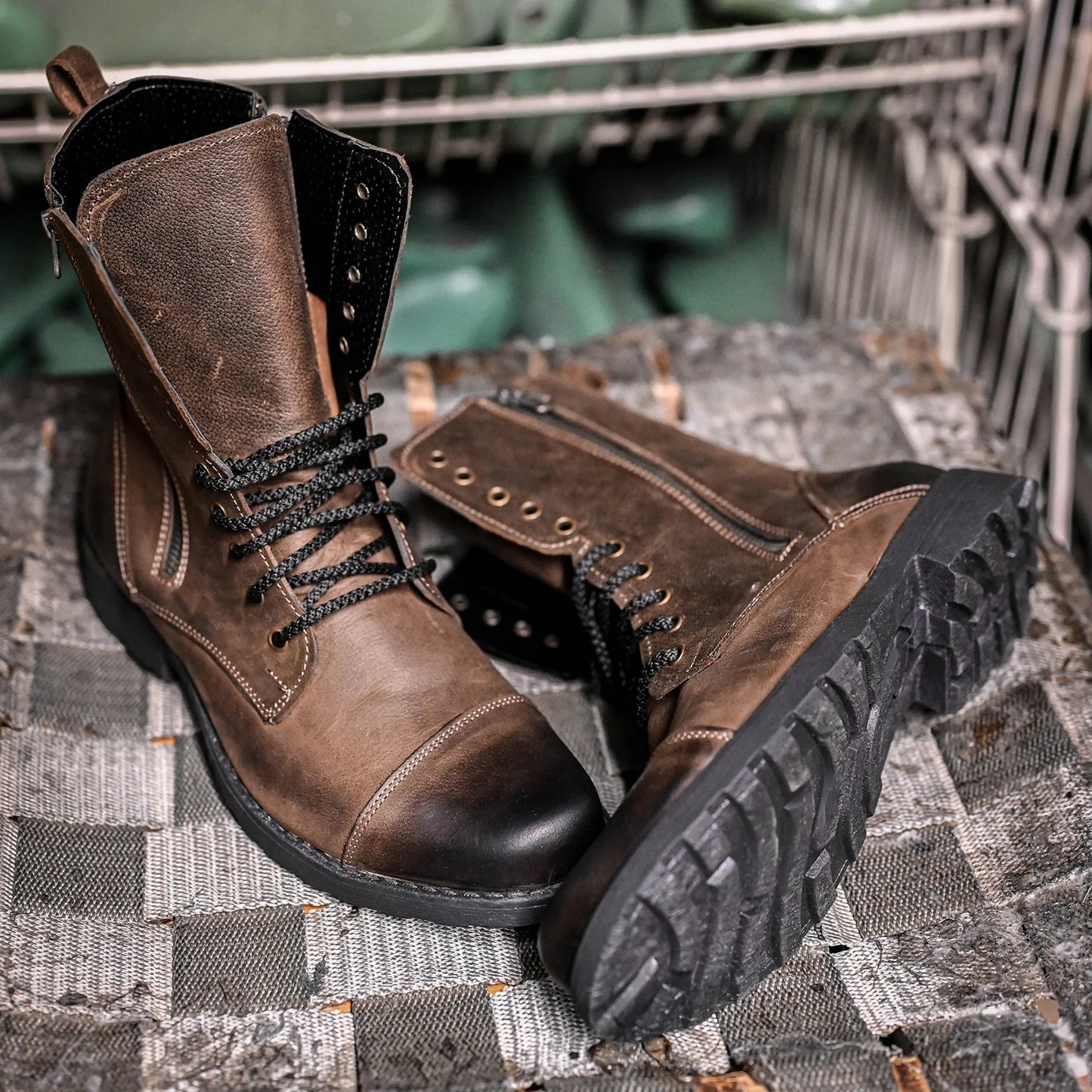 Skórzane męskie wysokie brązowe sztyblety - Landon | Jordan Handmade Shoes