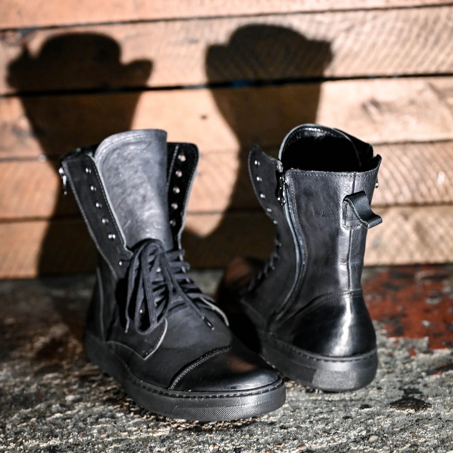 Skórzane męskie wysokie czarne buty - Liam | Jordan Handmade Shoes