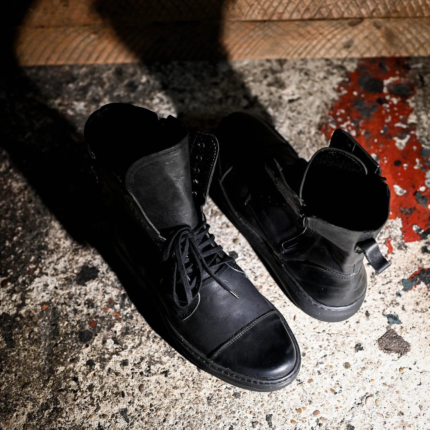Skórzane męskie wysokie czarne buty - Liam | Jordan Handmade Shoes