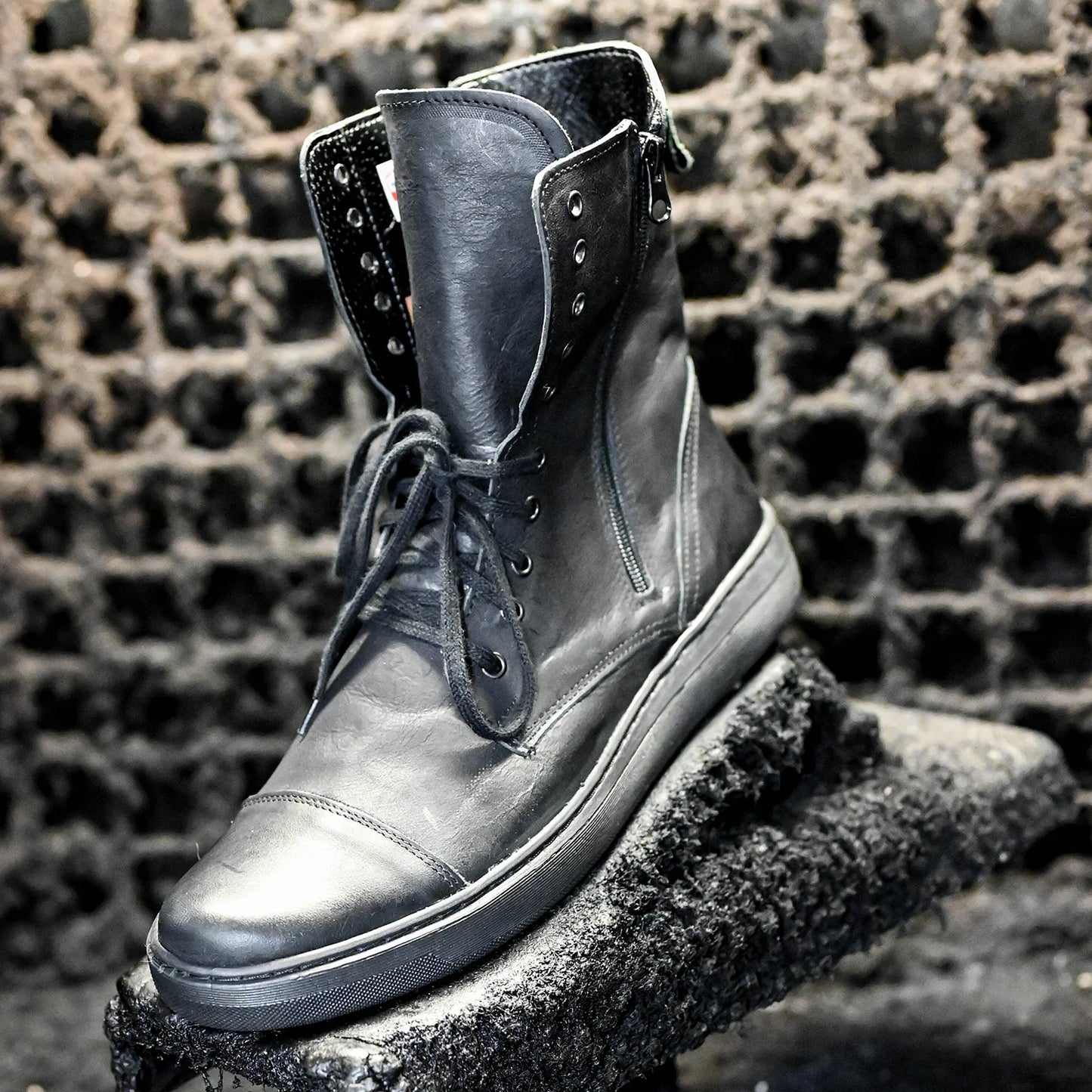Skórzane męskie wysokie czarne buty - Liam | Jordan Handmade Shoes