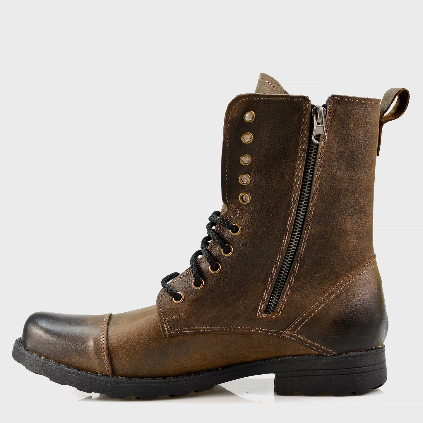 Skórzane męskie wysokie brązowe sztyblety - Landon | Jordan Handmade Shoes