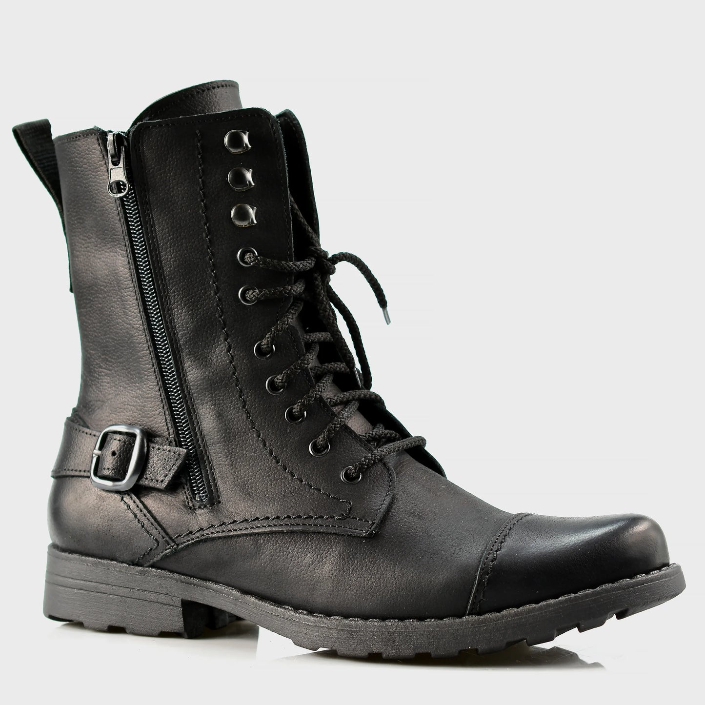 Skórzane męskie wysokie czarne sztyblety - Noah | Jordan Handmade Shoes