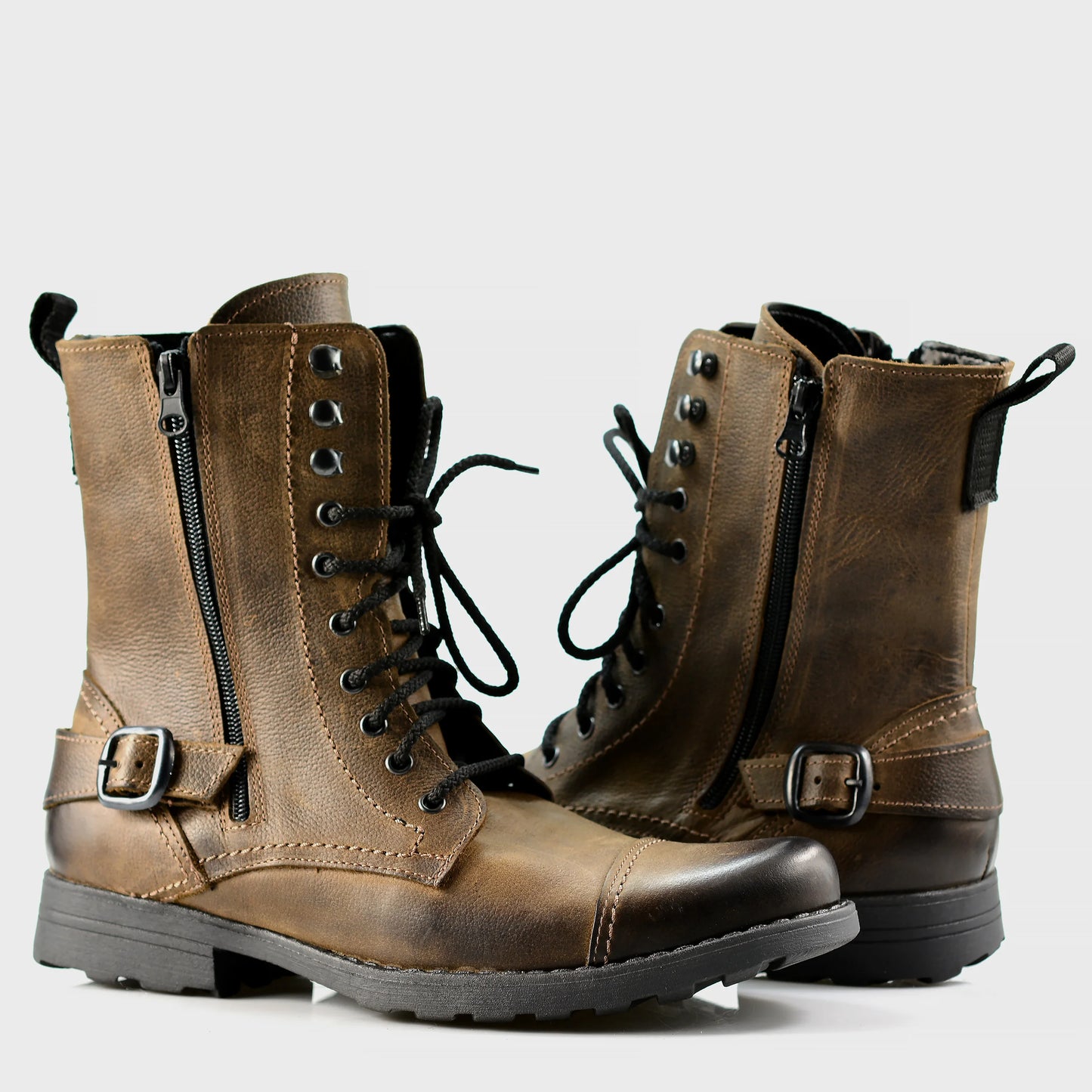 Skórzane męskie wysokie brązowe sztyblety - Noah | Jordan Handmade Shoes