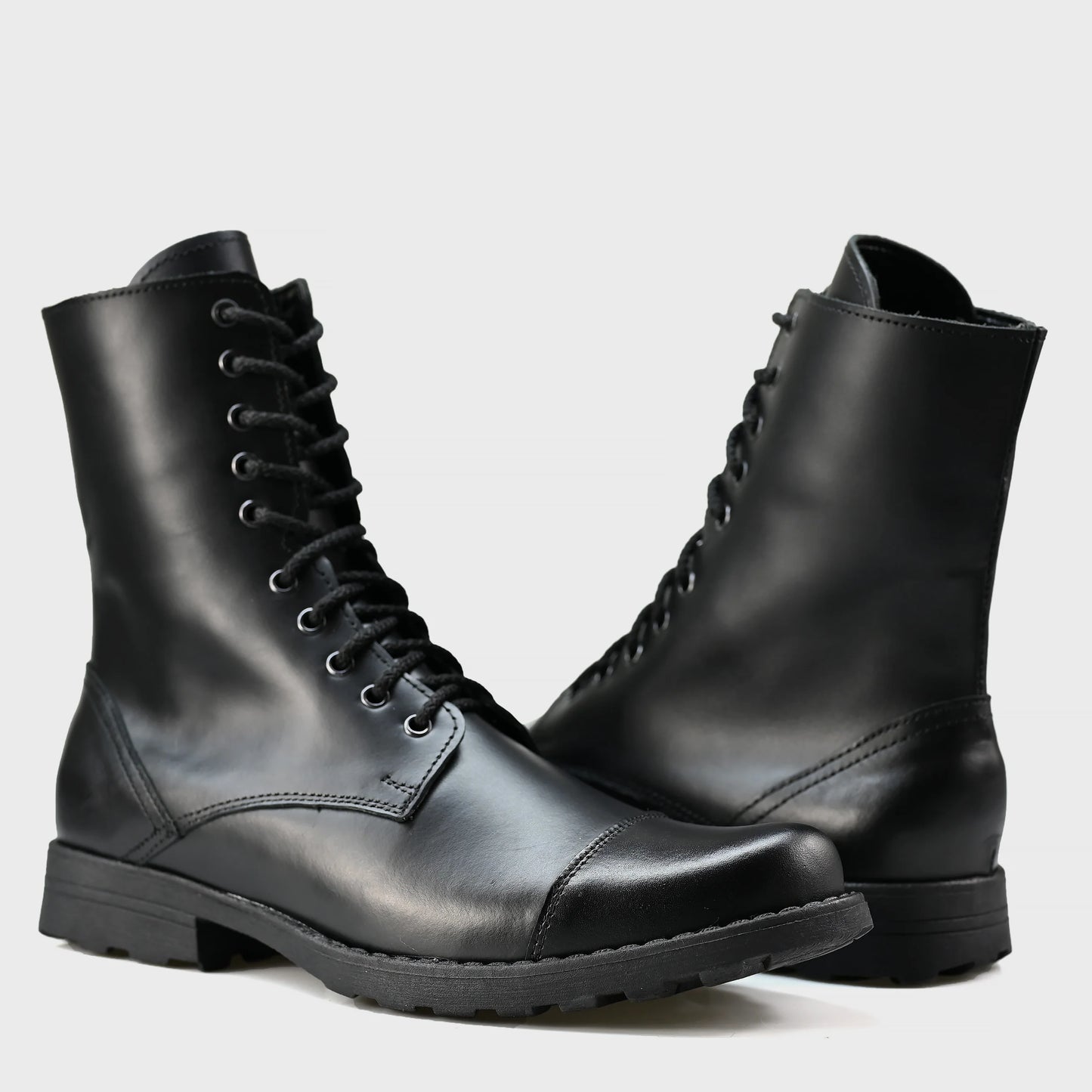 Skórzane męskie wysokie czarne sztyblety - Corvo | Jordan Handmade Shoes