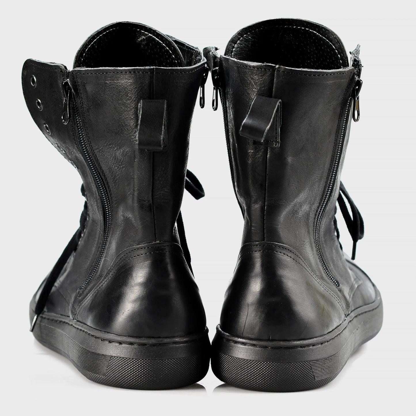 Skórzane męskie wysokie czarne buty - Liam | Jordan Handmade Shoes