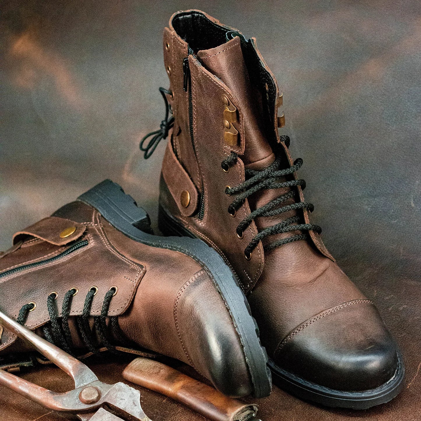 Sztyblety męskie skórzane brązowe – Maron | Jordan Handmade Shoes