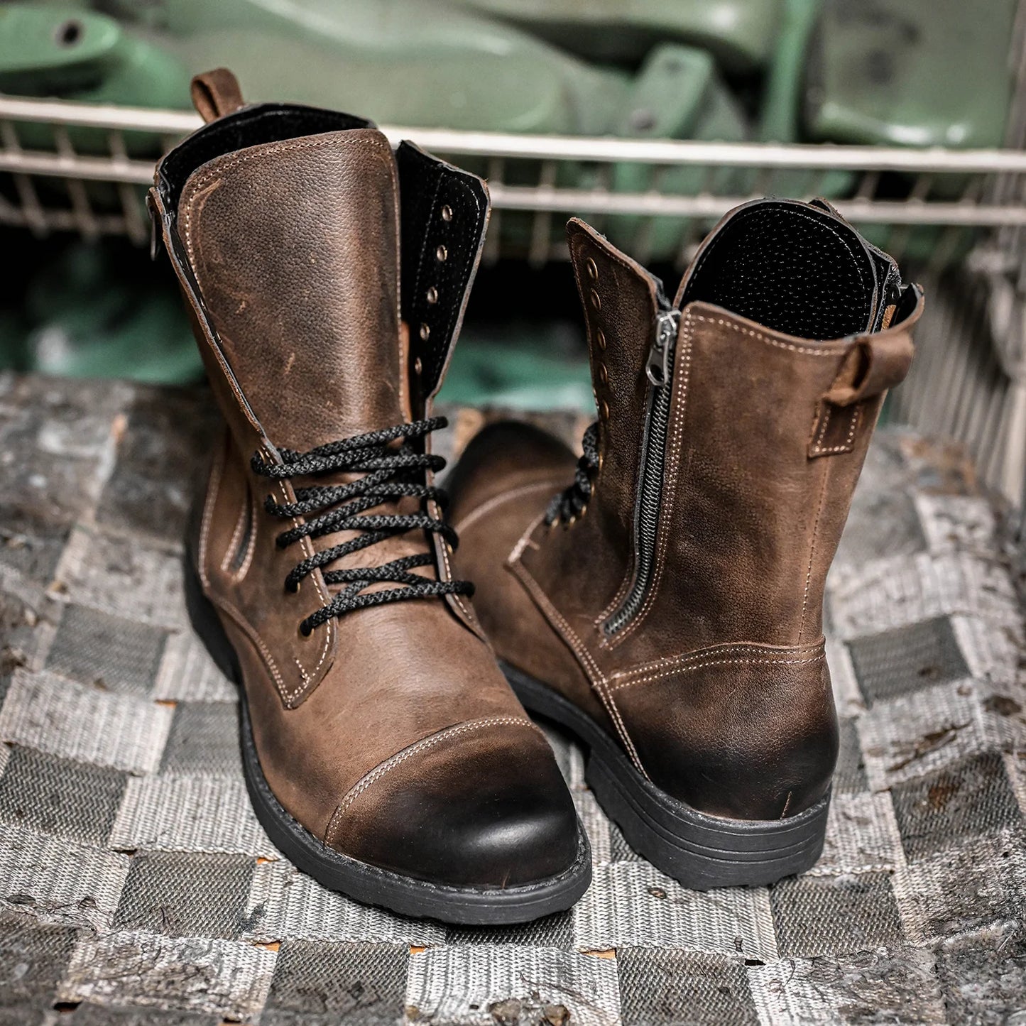 Skórzane męskie wysokie brązowe sztyblety - Landon | Jordan Handmade Shoes
