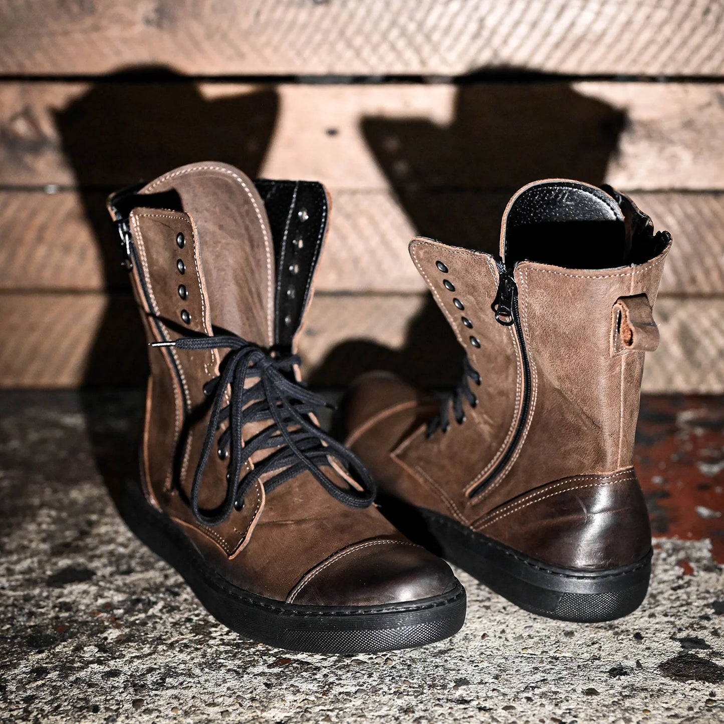 Skórzane męskie wysokie brązowe buty - Liam | Jordan Handmade Shoes