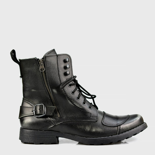Czarne skórzane buty motocyklowe męskie – Jimy | Jordan Handmade Shoes