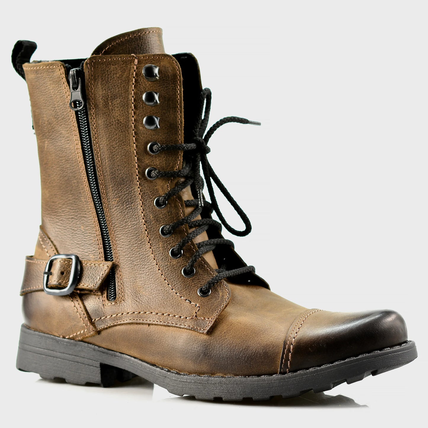 Skórzane męskie wysokie brązowe sztyblety - Noah | Jordan Handmade Shoes