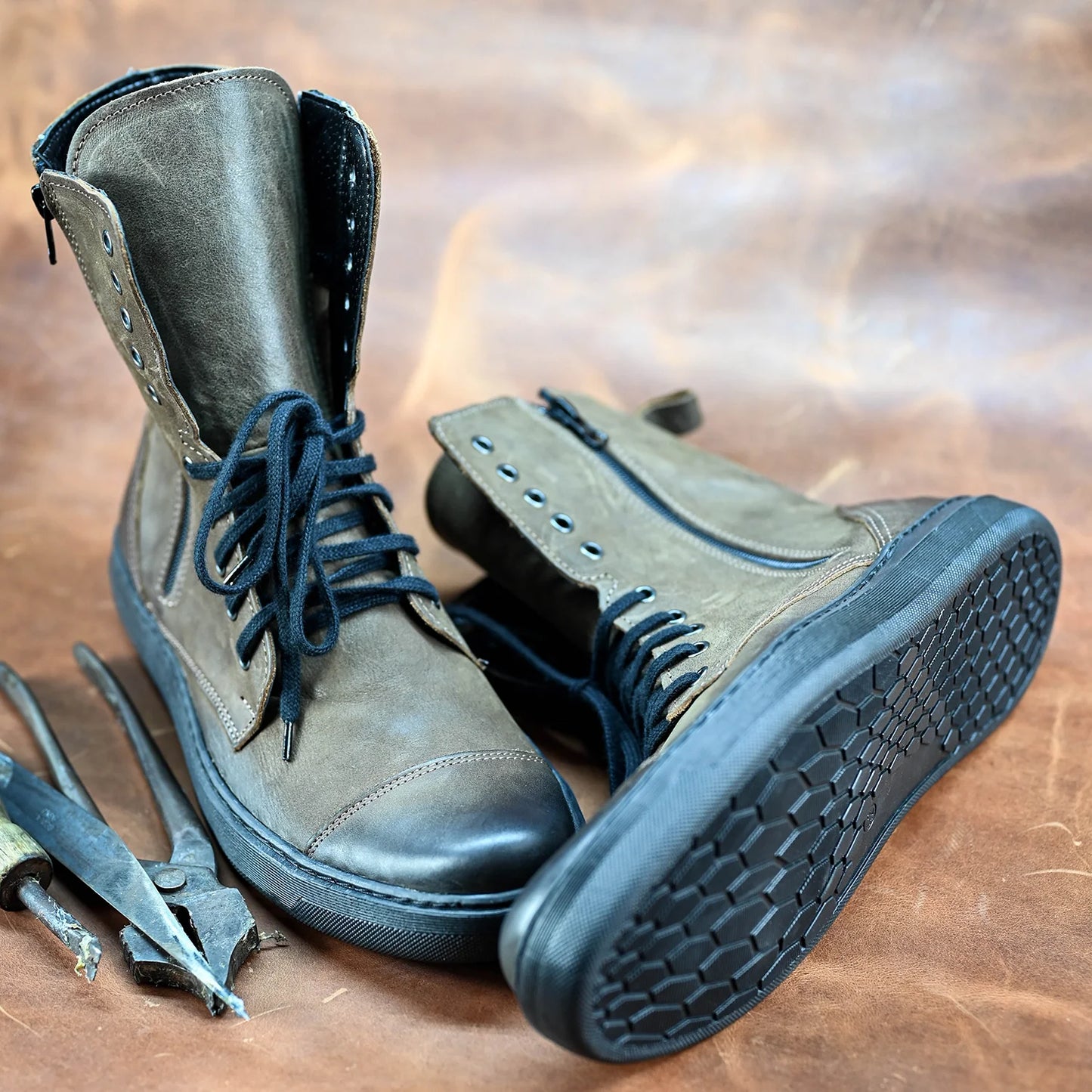 Skórzane męskie wysokie brązowe buty - Liam | Jordan Handmade Shoes