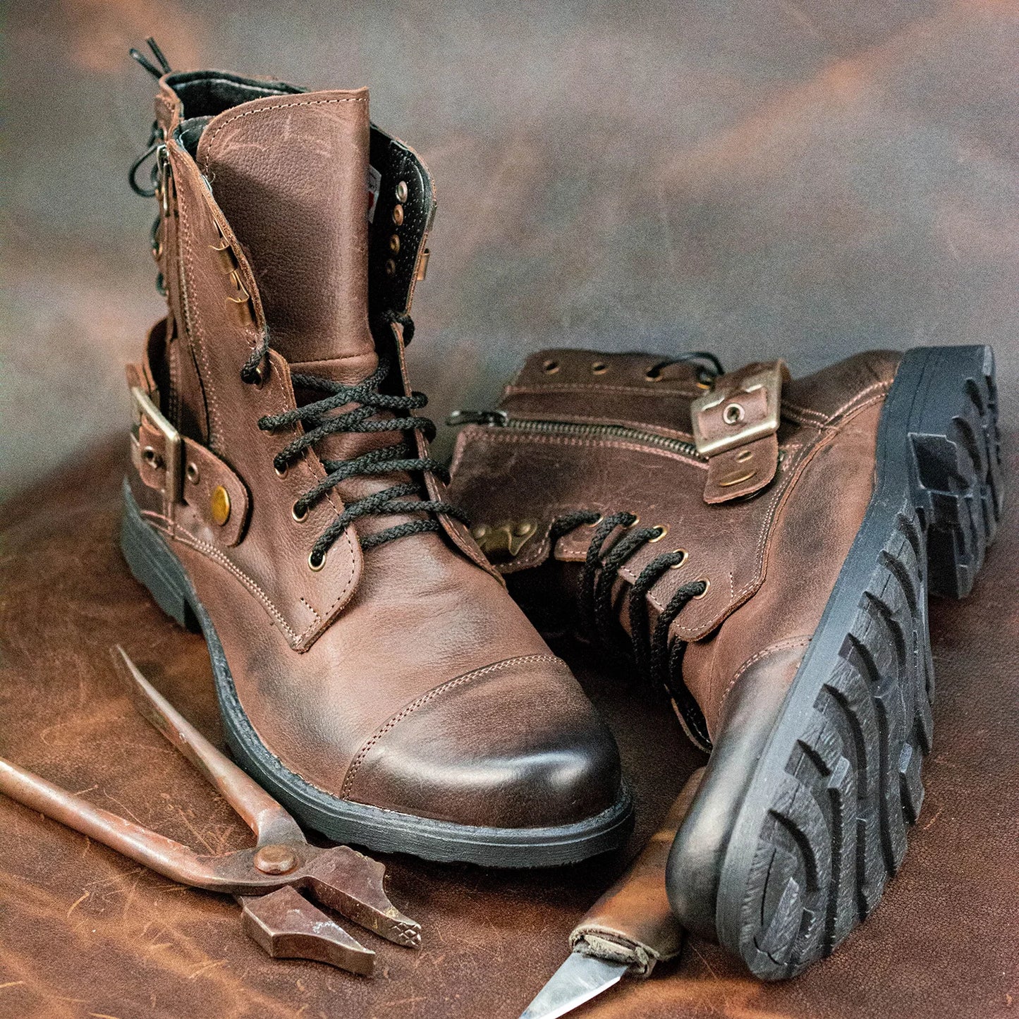Sztyblety męskie skórzane brązowe – Maron | Jordan Handmade Shoes